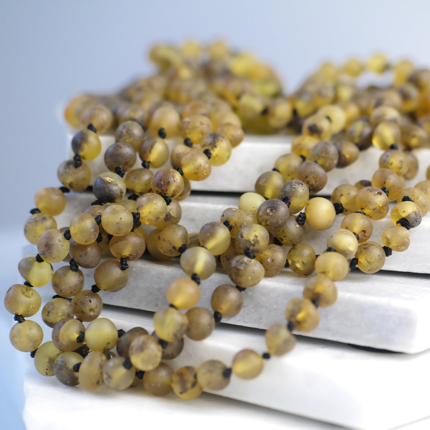 Natural green raw amber necklaces