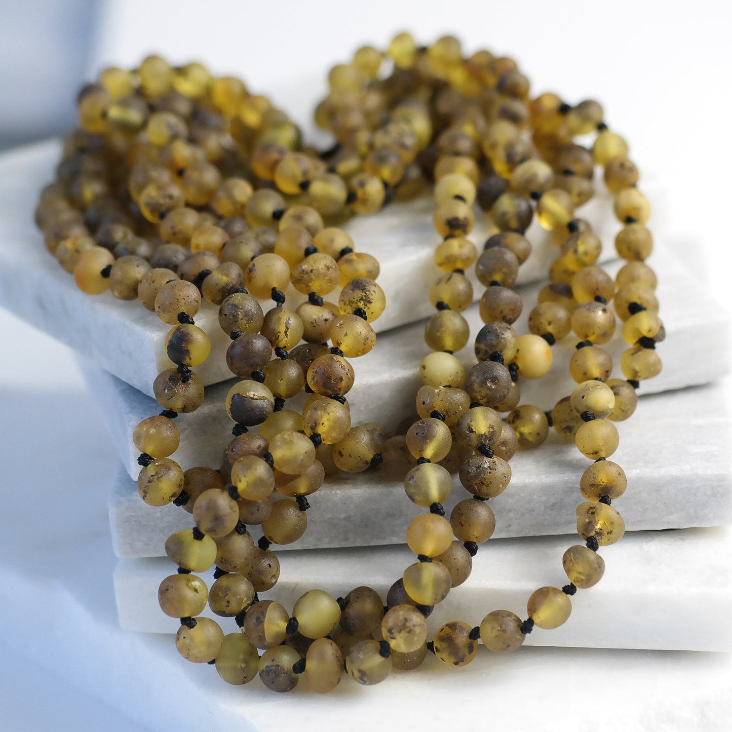 Natural green raw amber necklaces