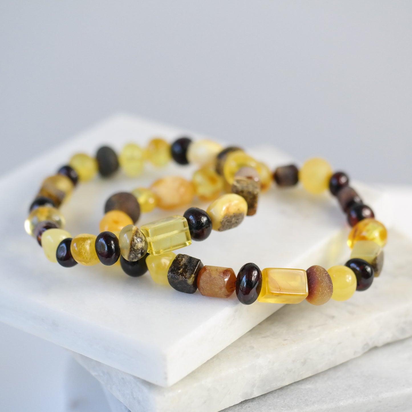 Mixed beads natural Baltic amber bracelets