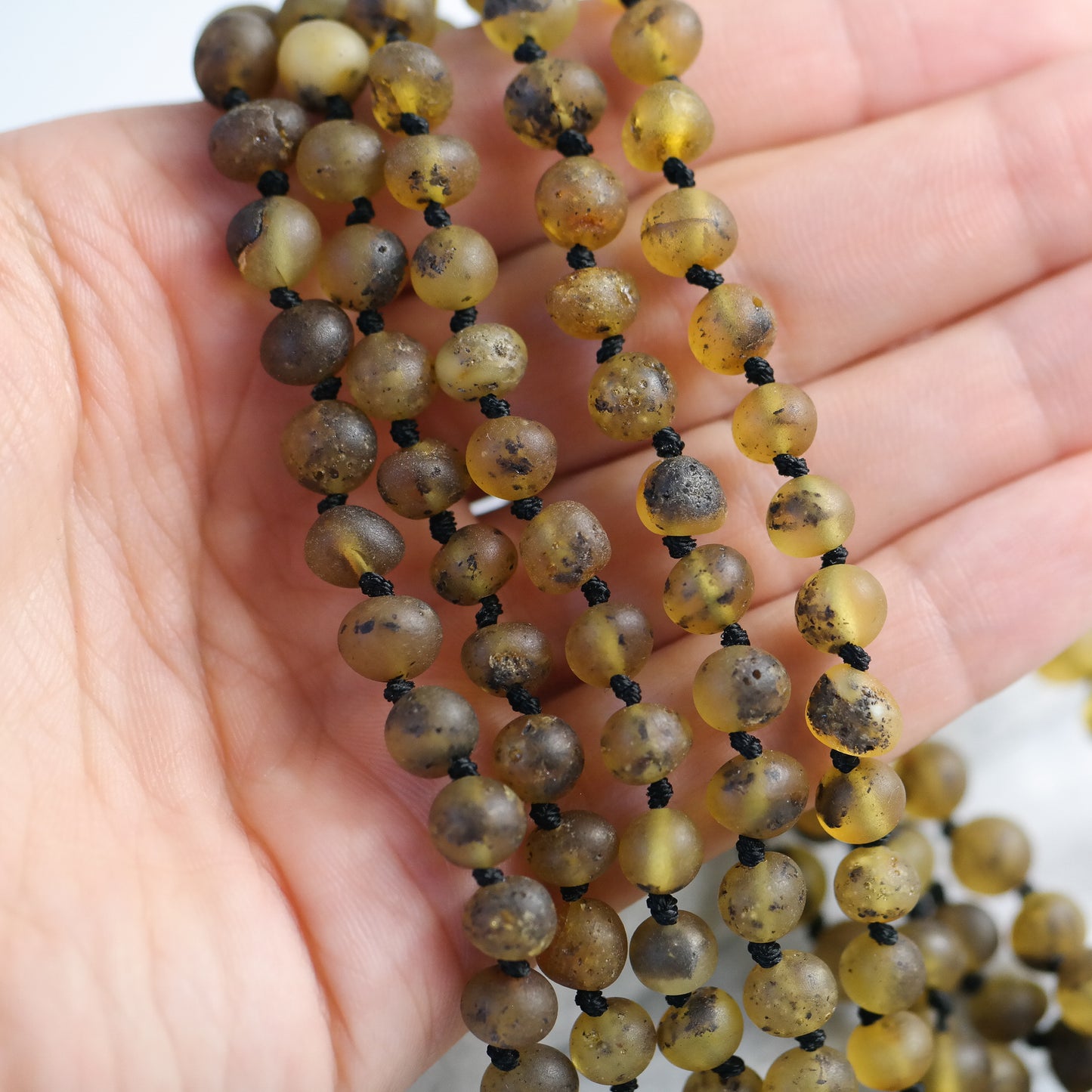 Natural green raw amber necklaces