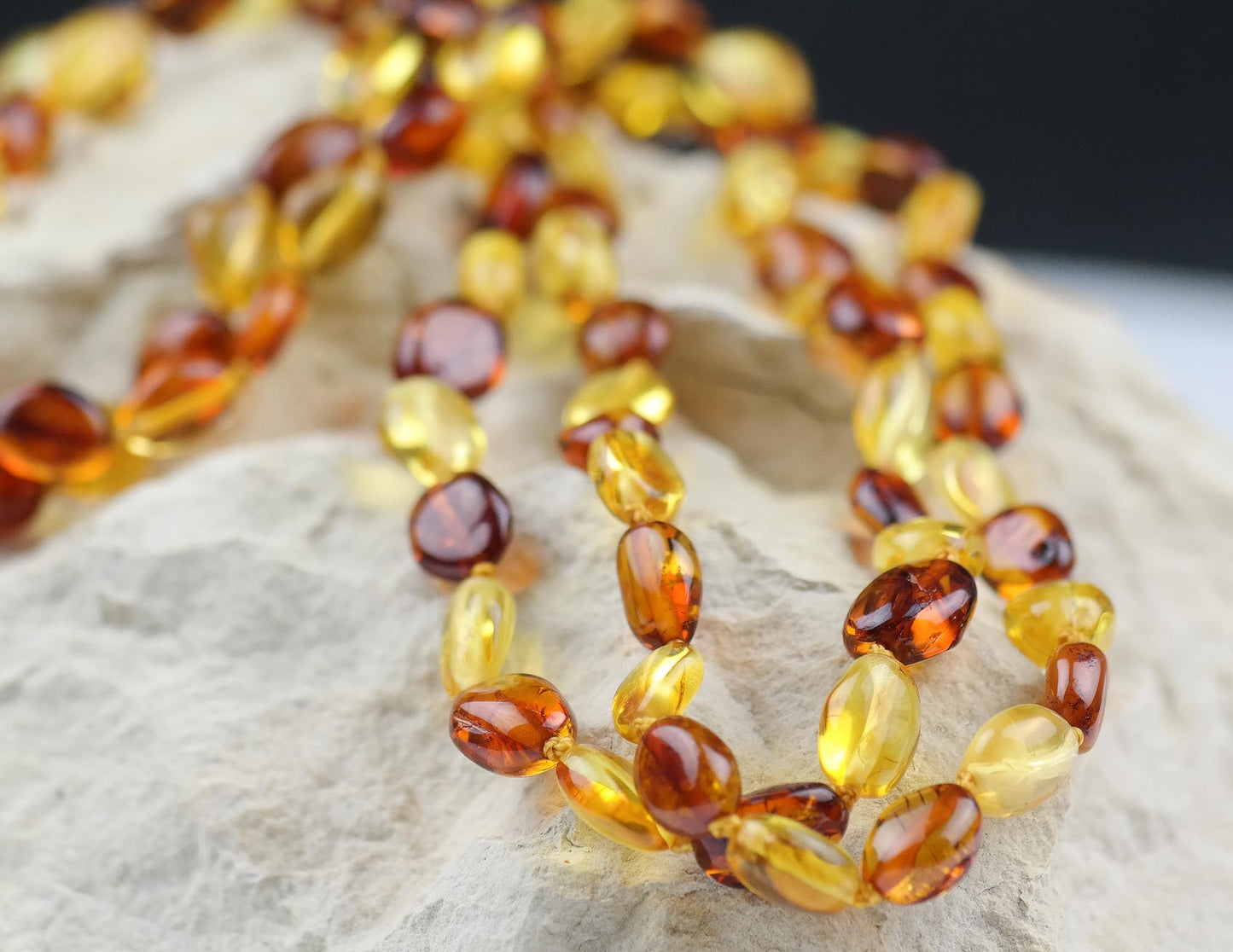 Baltic amber bean necklace