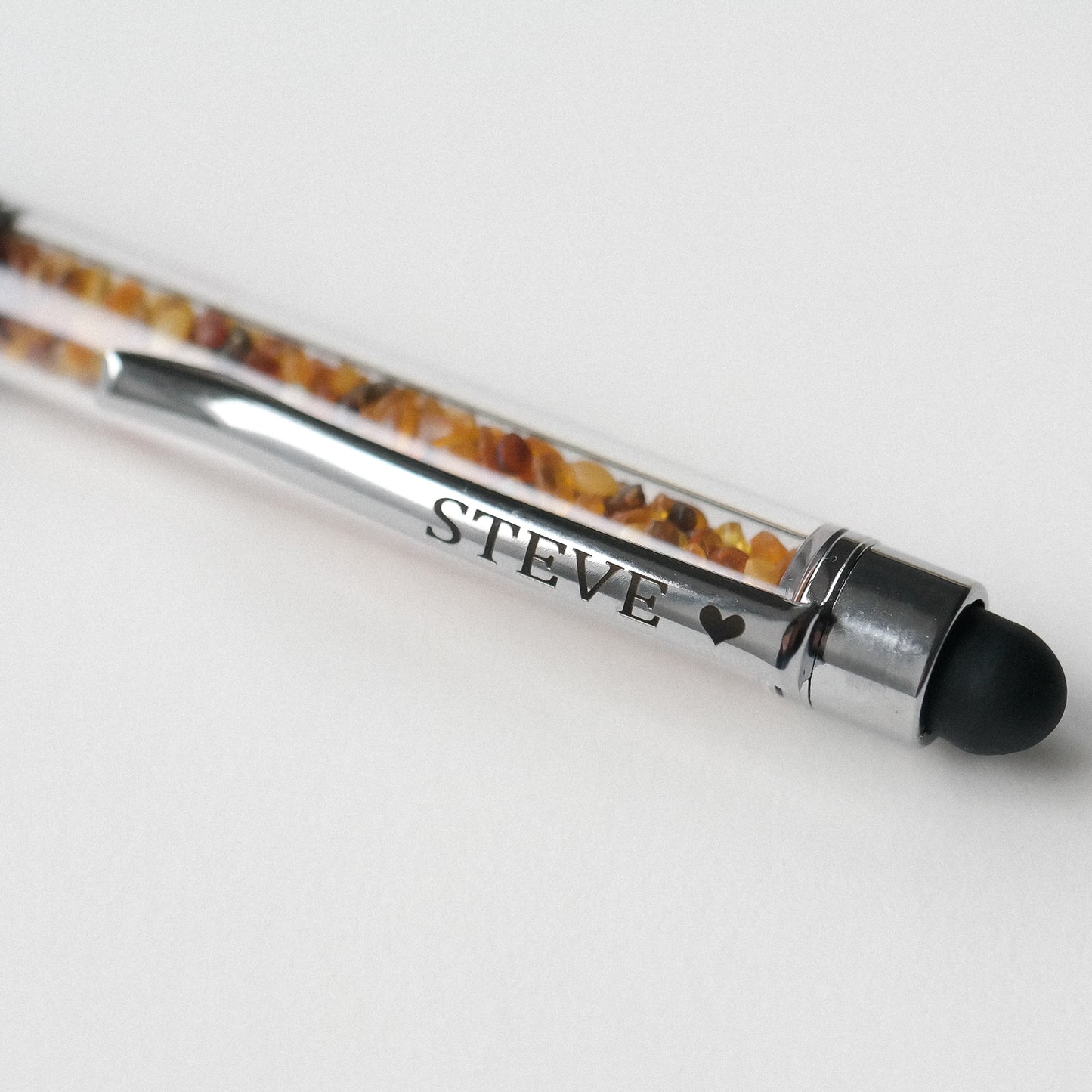 Ballpoint pen with natural Baltic amber and custom engraving | Boss or teacher gift