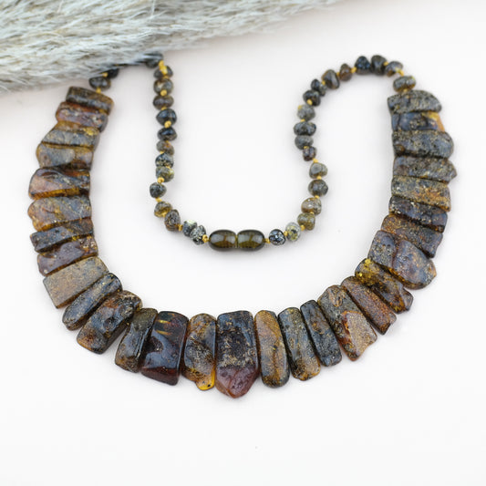 Unique statement necklace from natural Baltic amber beads