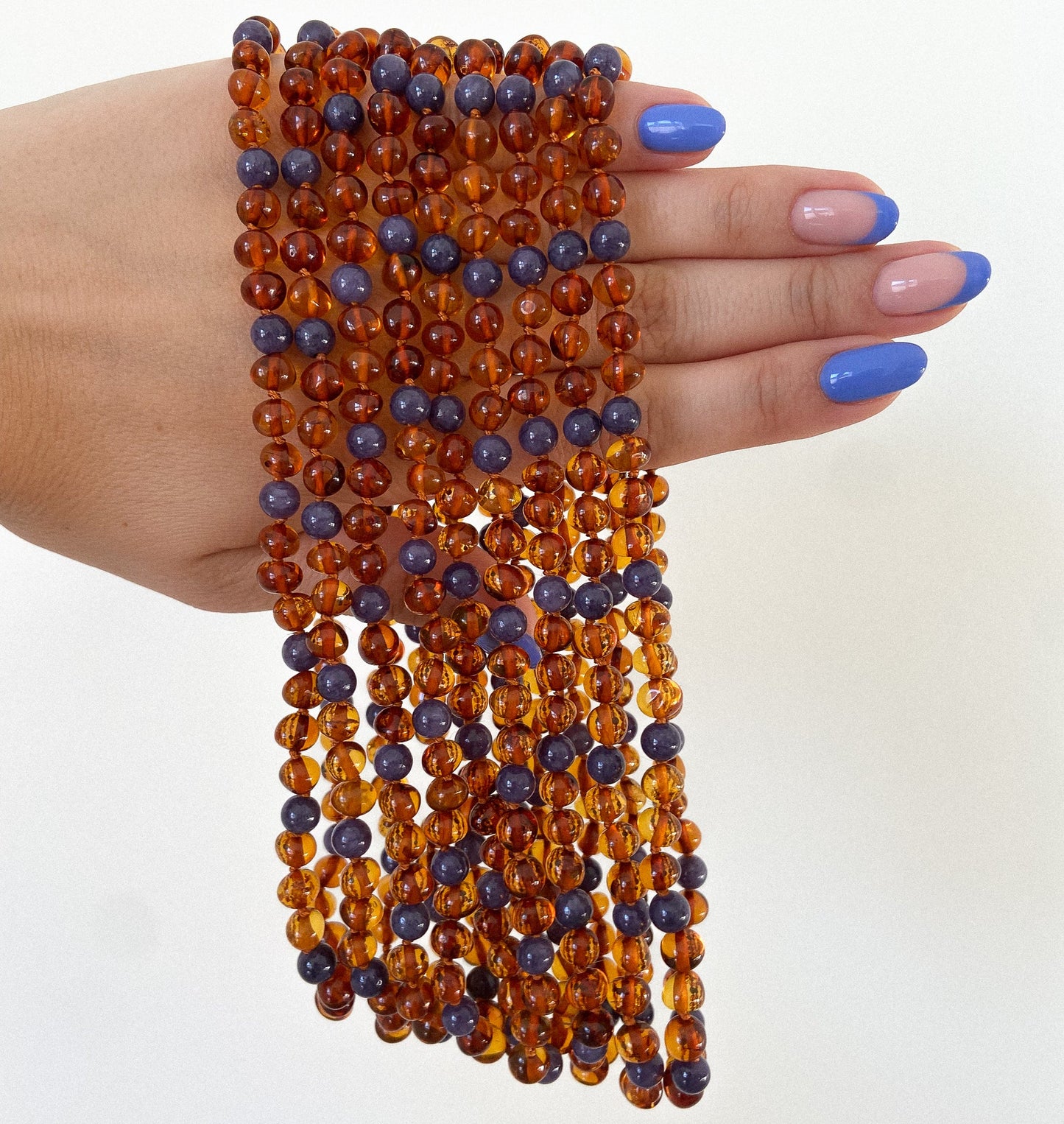 Amber kids necklaces with amethyst