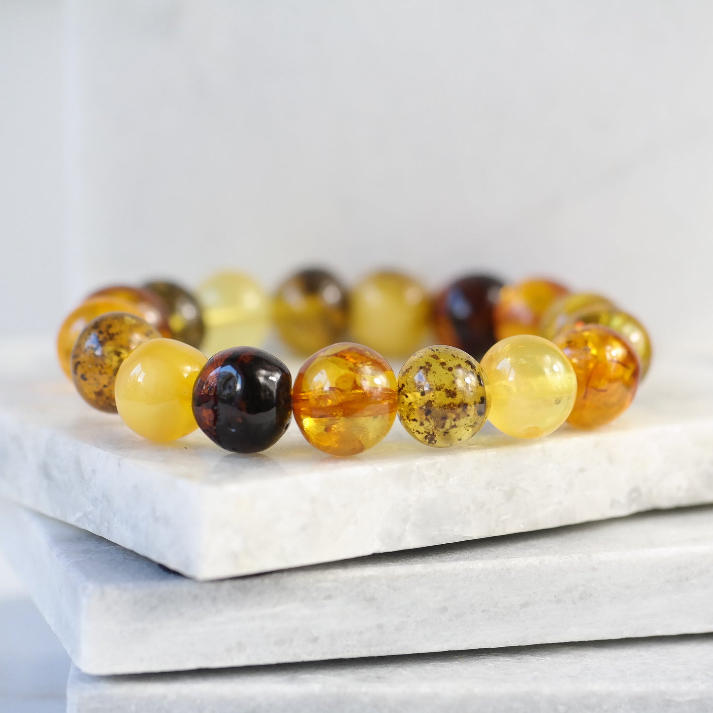 Statement natural amber bracelet from baroque beads