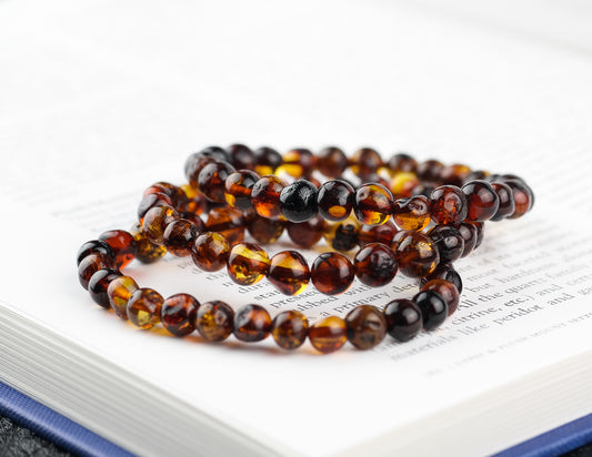 Dark cognac unisex amber bracelets