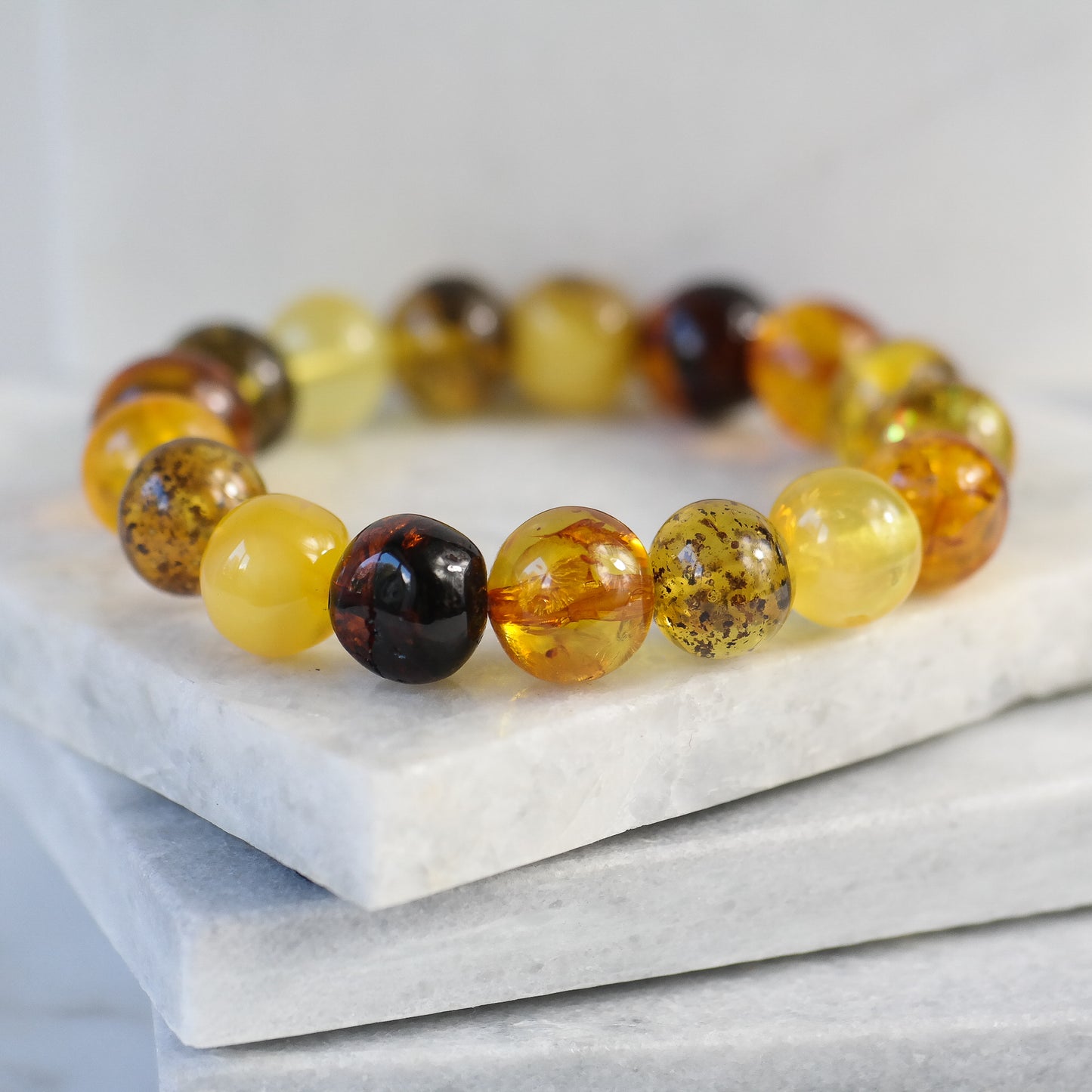 Statement natural amber bracelet from baroque beads