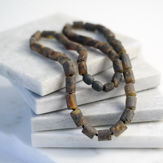 Raw natural Baltic amber necklace for men