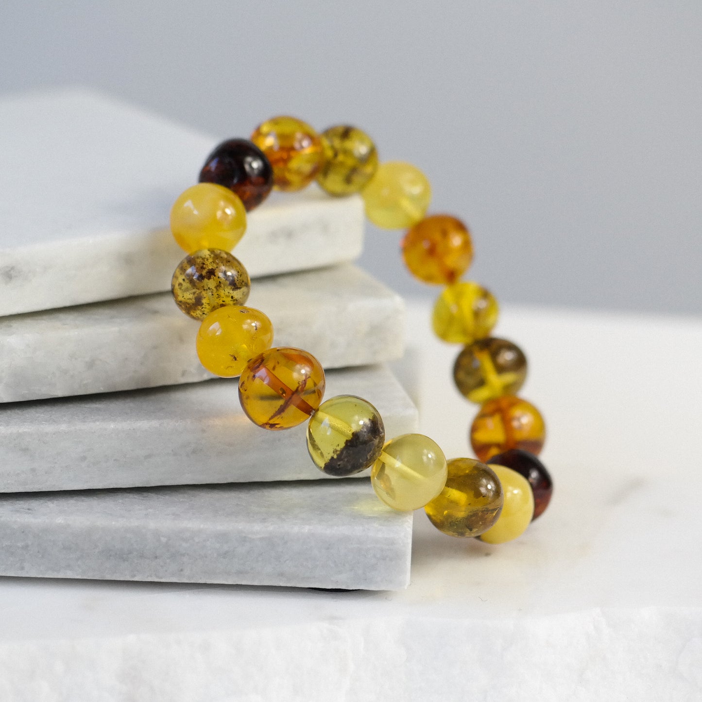 Statement natural amber bracelet from baroque beads