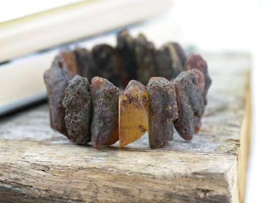 Raw statement bracelet from natural Baltic amber beads