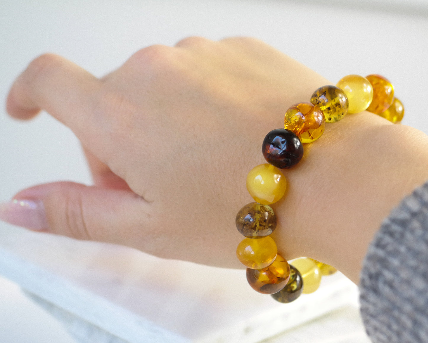 Statement natural amber bracelet from baroque beads