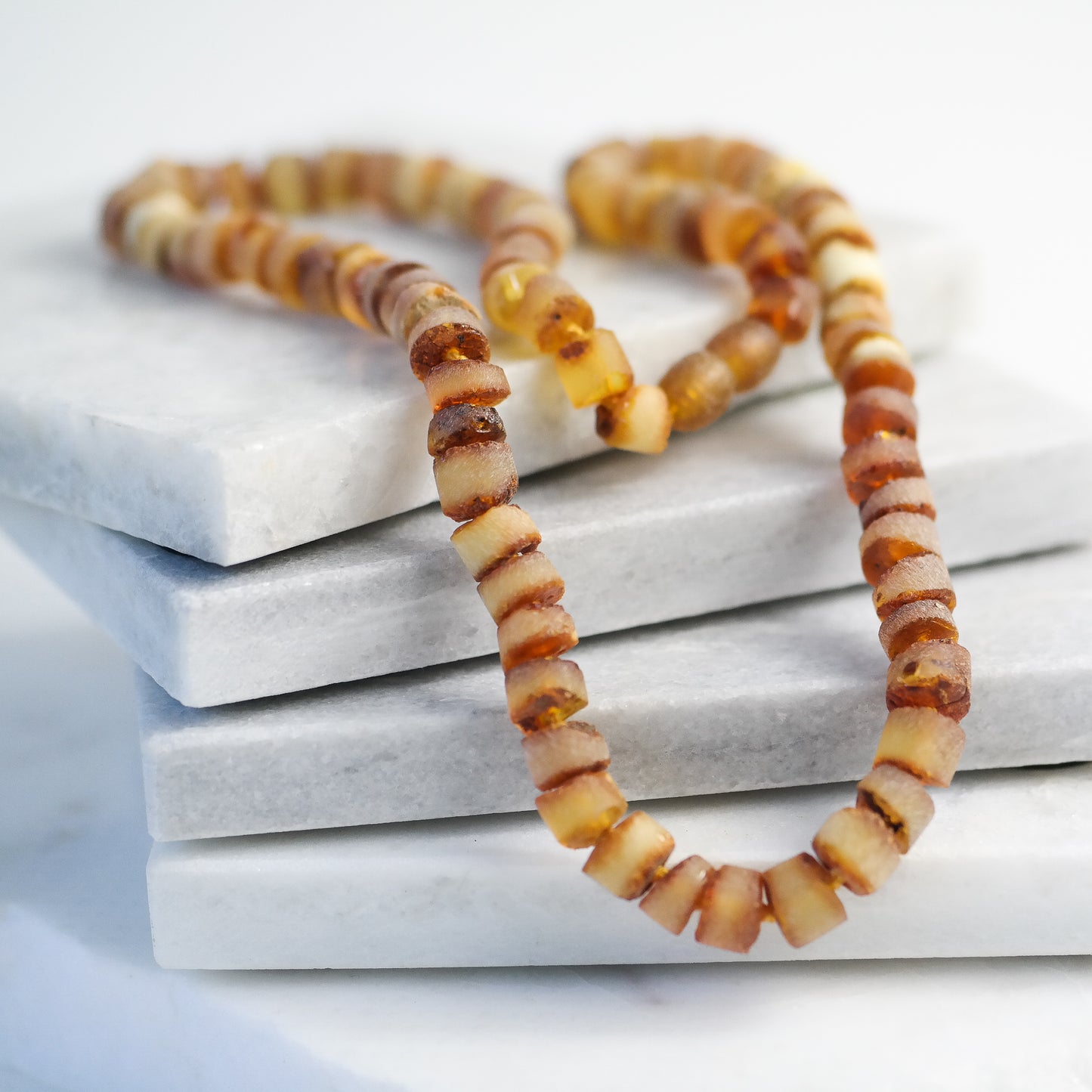 Raw natural Baltic amber , honey colour necklace