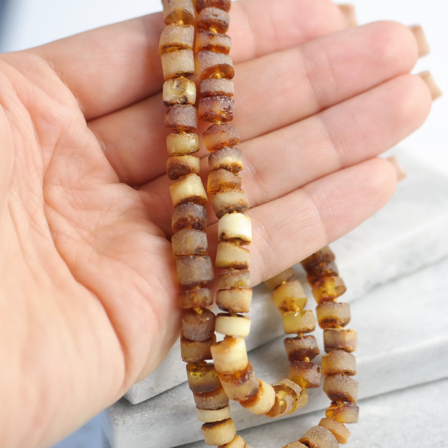 Raw natural Baltic amber , honey colour necklace