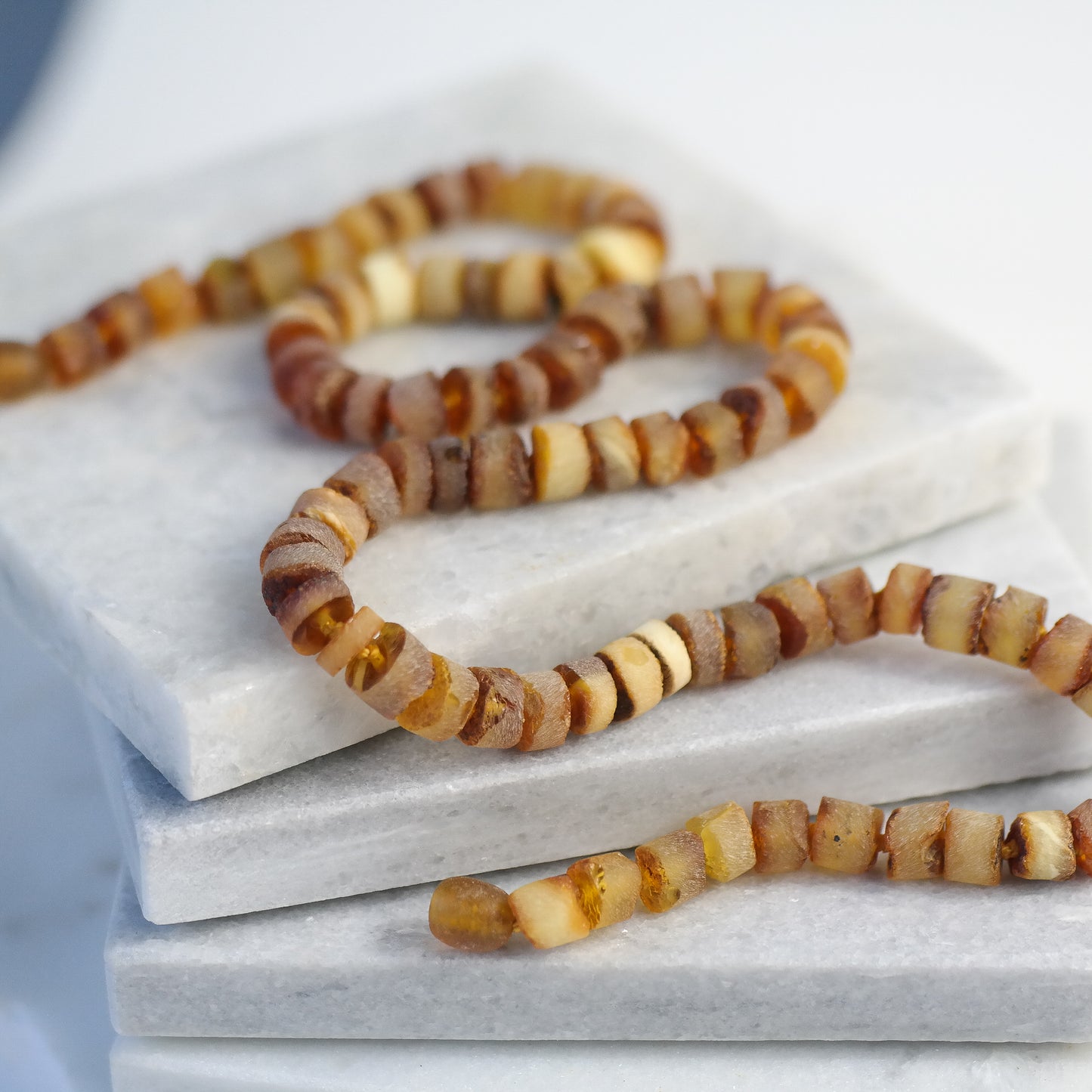 Raw natural Baltic amber , honey colour necklace