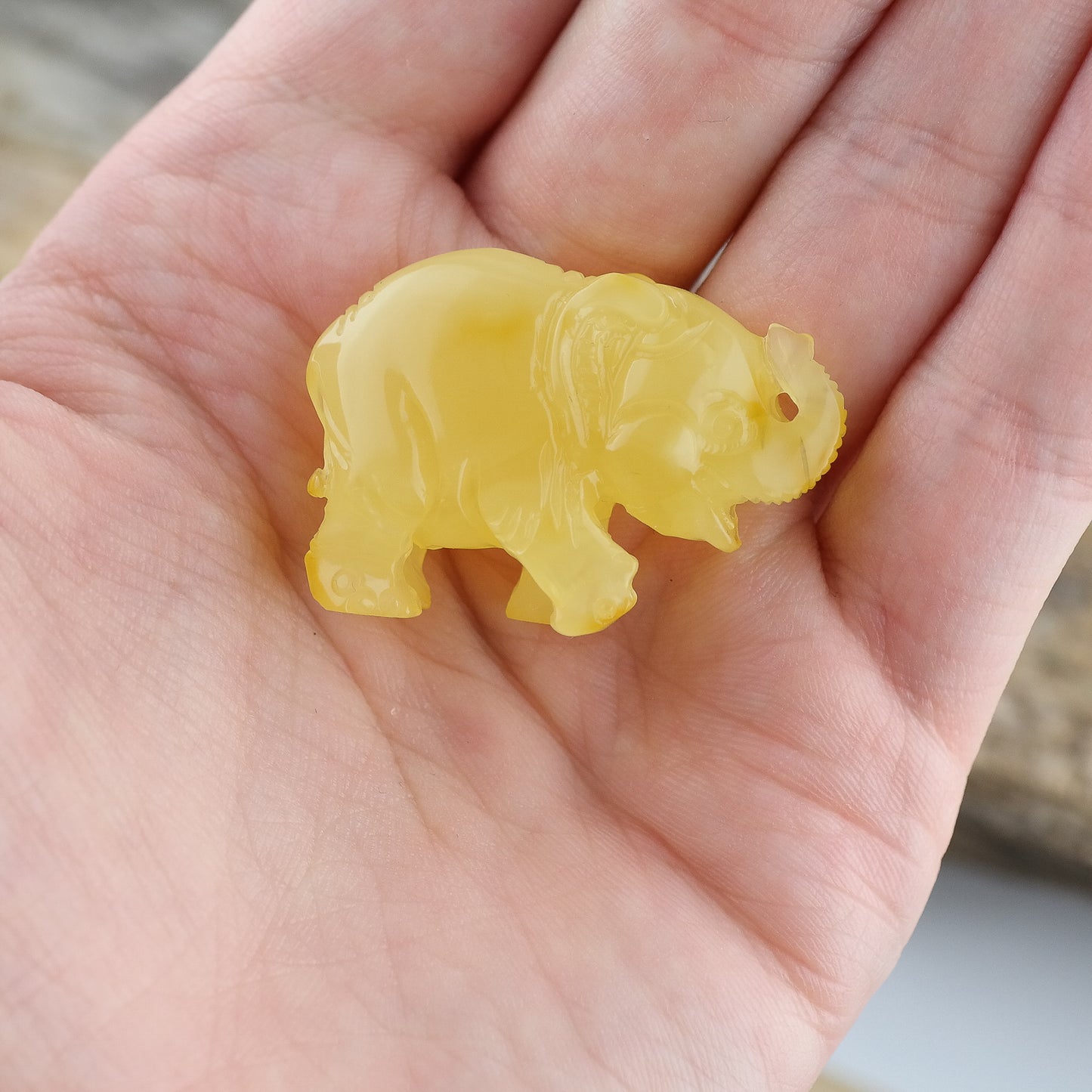 Handmade natural Baltic amber elephant figurine