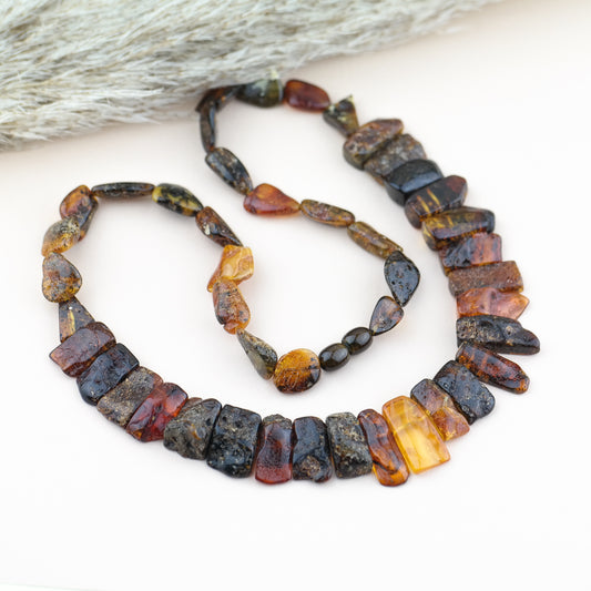 Statement green Baltic amber necklace for women