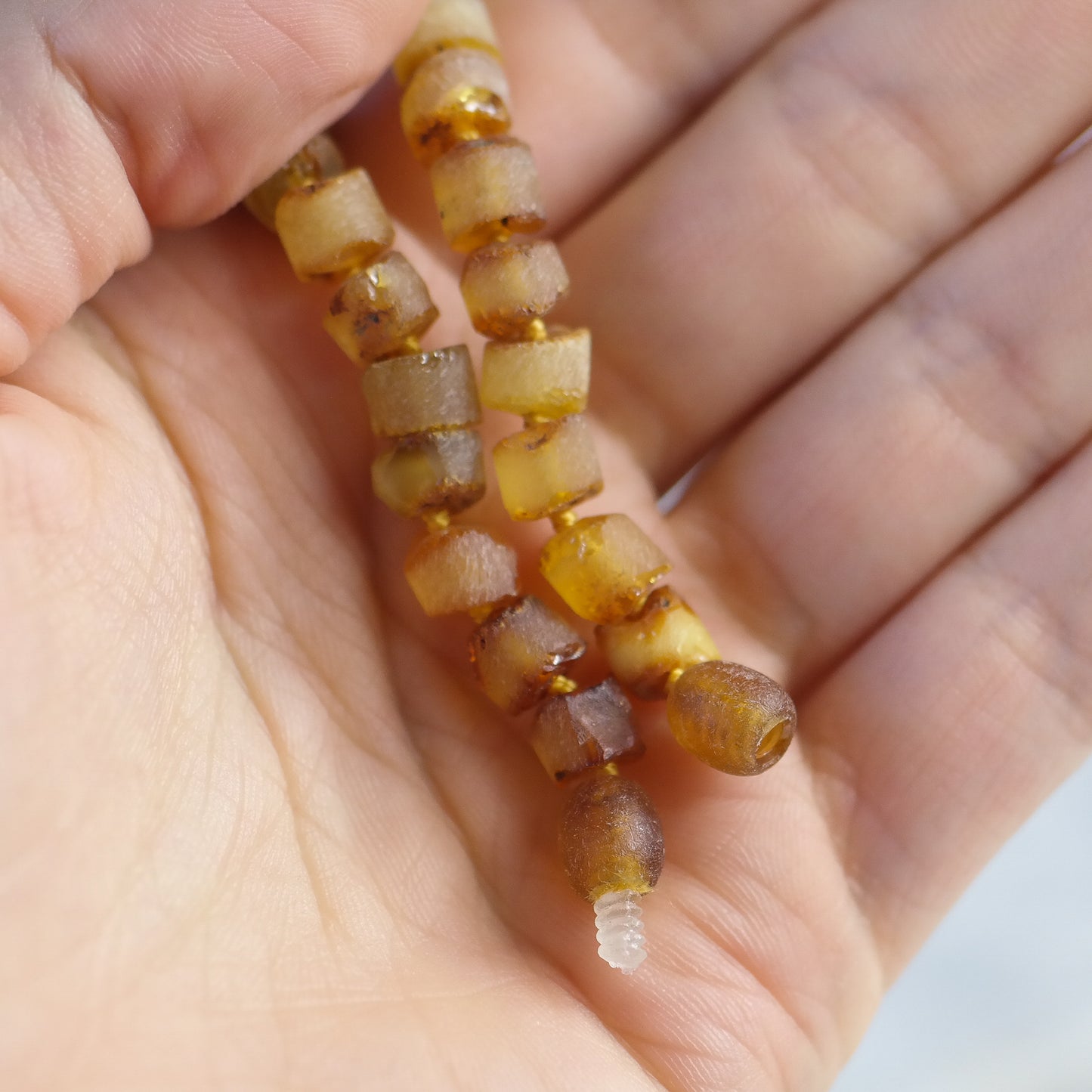 Raw natural Baltic amber , honey colour necklace