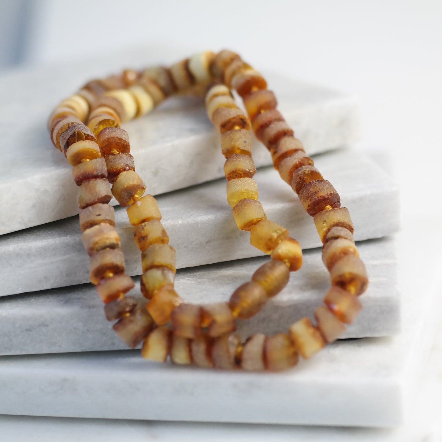 Raw natural Baltic amber , honey colour necklace