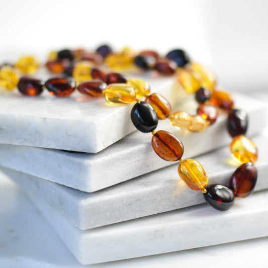 Colourful amber women necklace