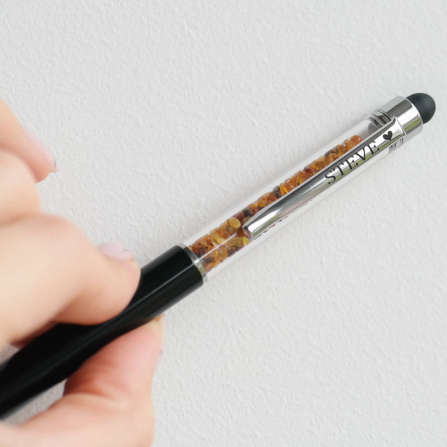 Ballpoint pen with natural Baltic amber and custom engraving | Boss or teacher gift