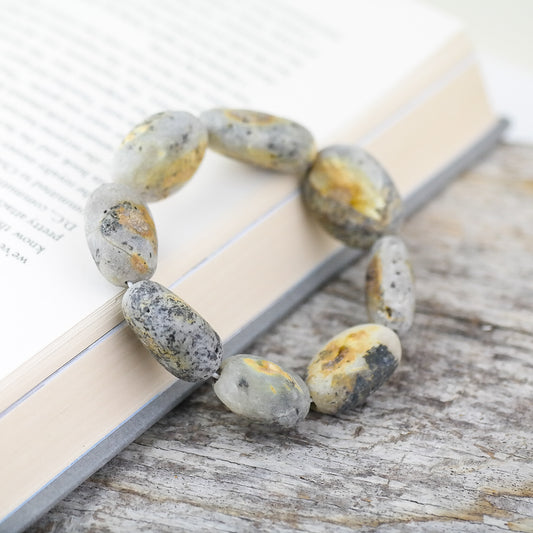 Stunning raw amber bracelet from large bean beads