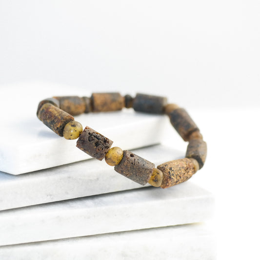 Raw tube amber necklace