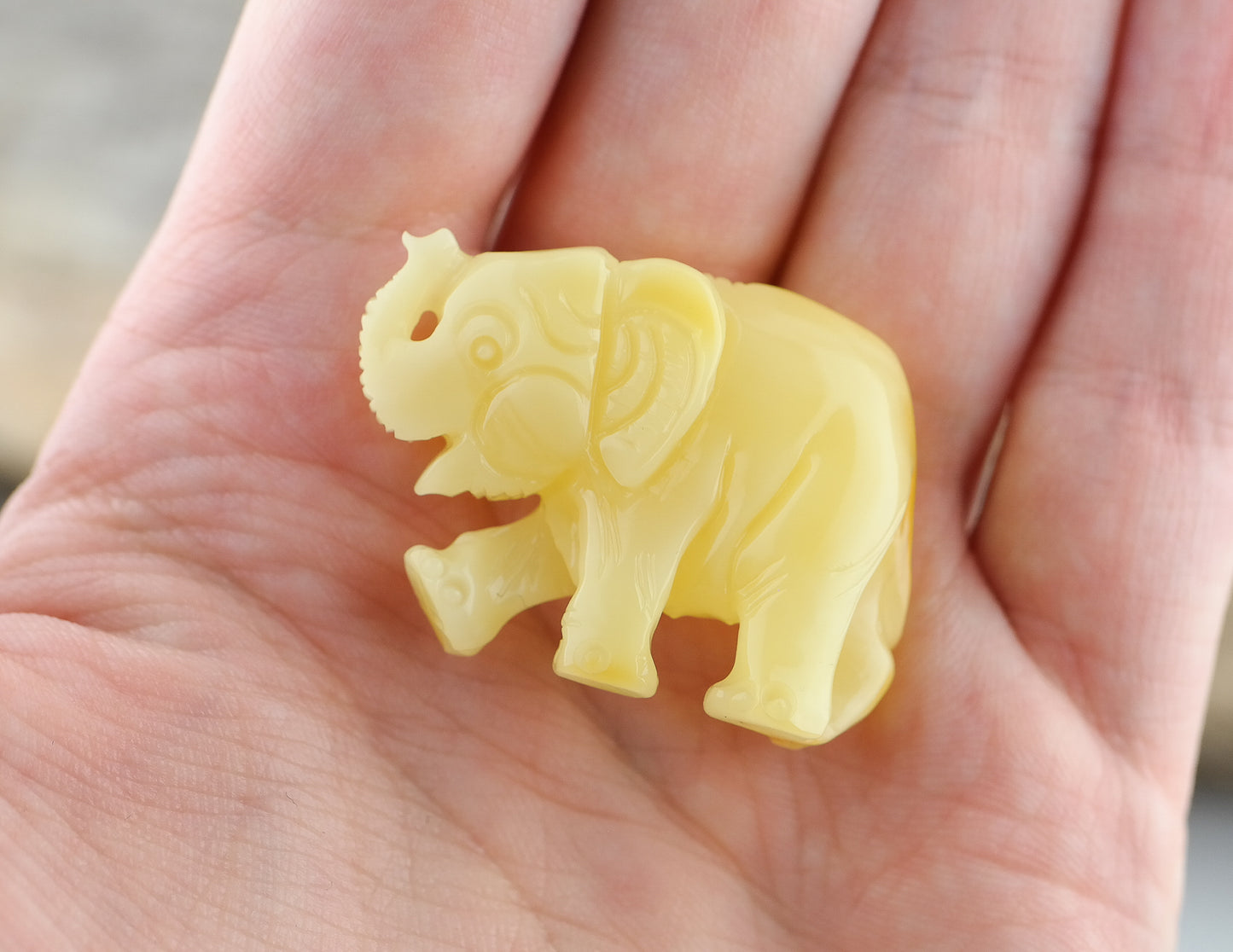 Handmade natural Baltic amber elephant figurine