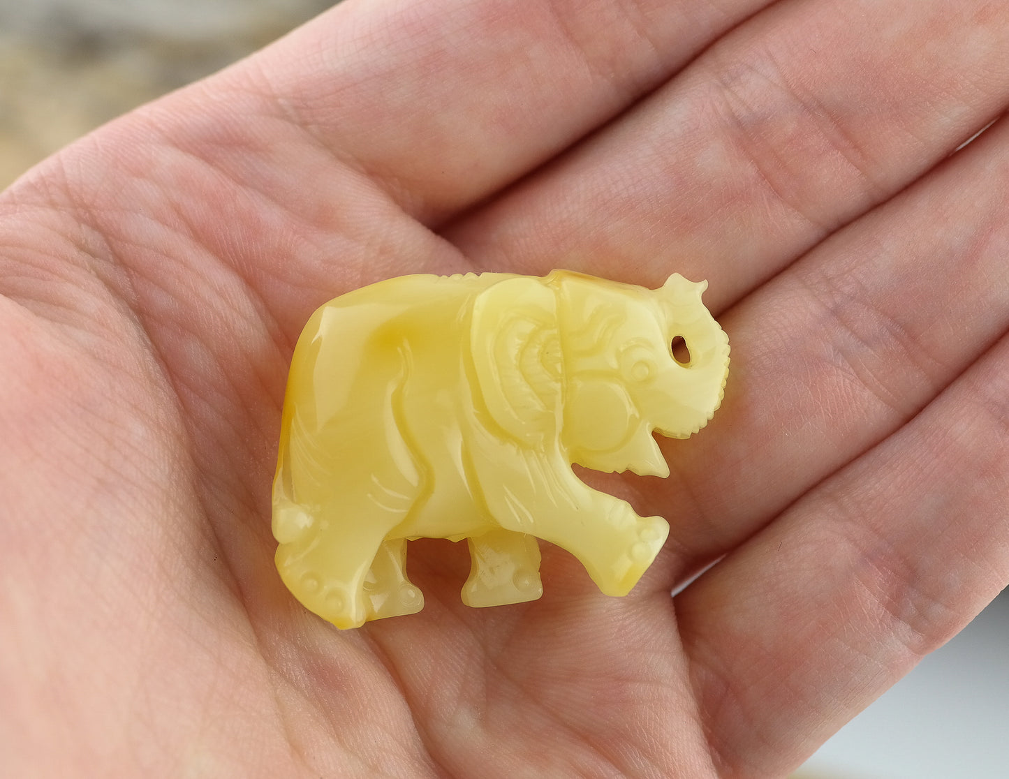 Handmade natural Baltic amber elephant figurine