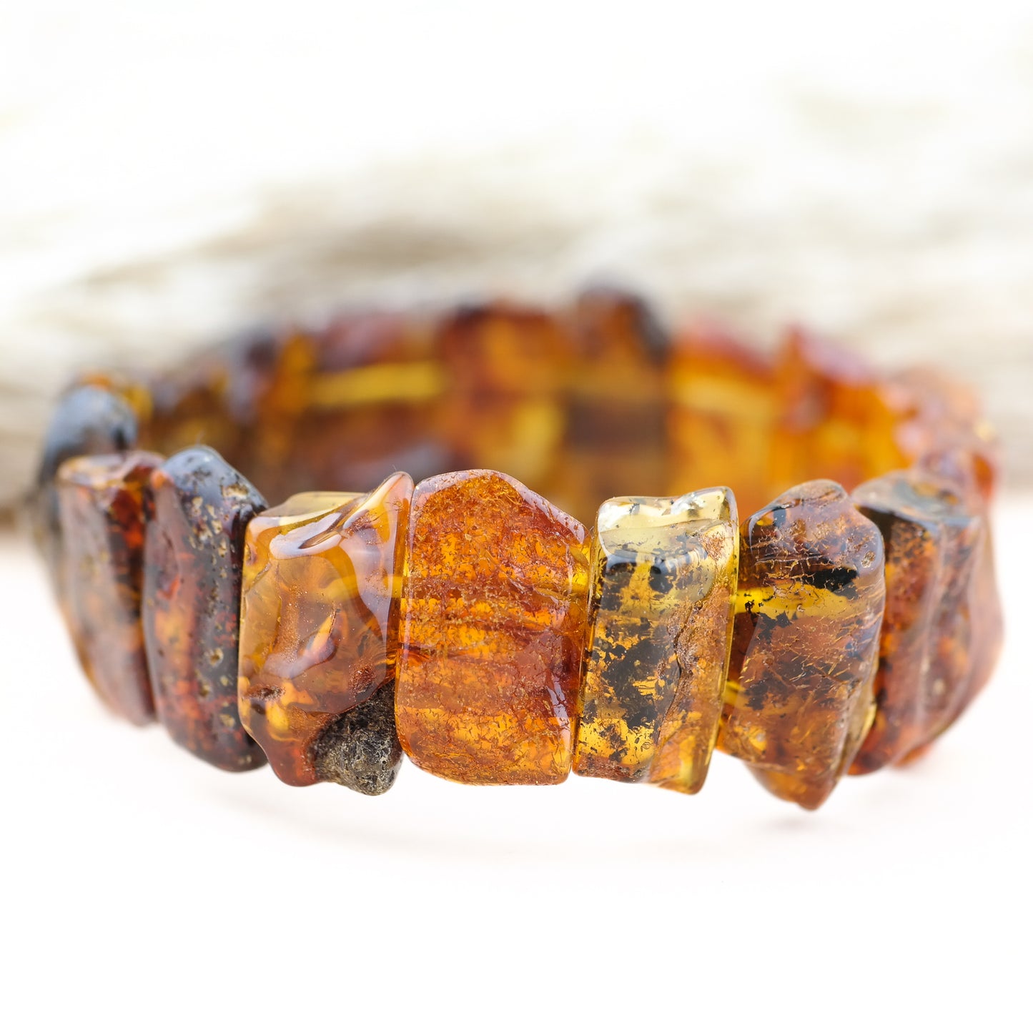 Unique natural cognac amber bracelet for men and women