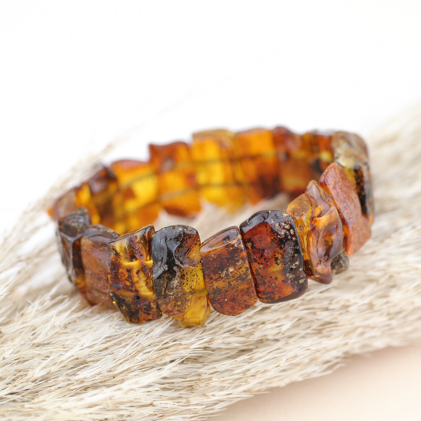 Unique natural cognac amber bracelet for men and women