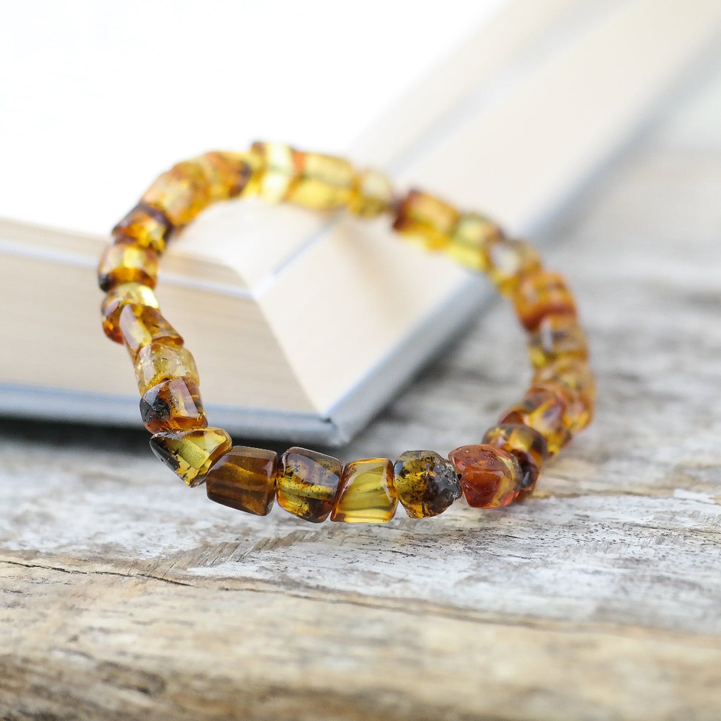 Light green Baltic amber bracelet for men and women