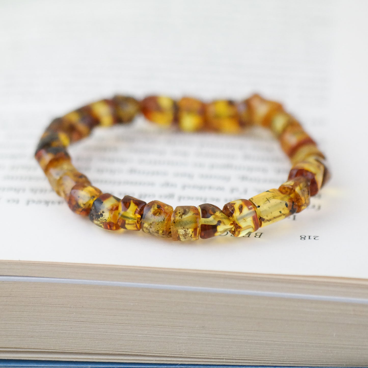 Light green Baltic amber bracelet for men and women