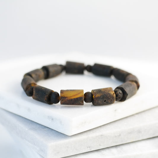 Dark green amber bracelet