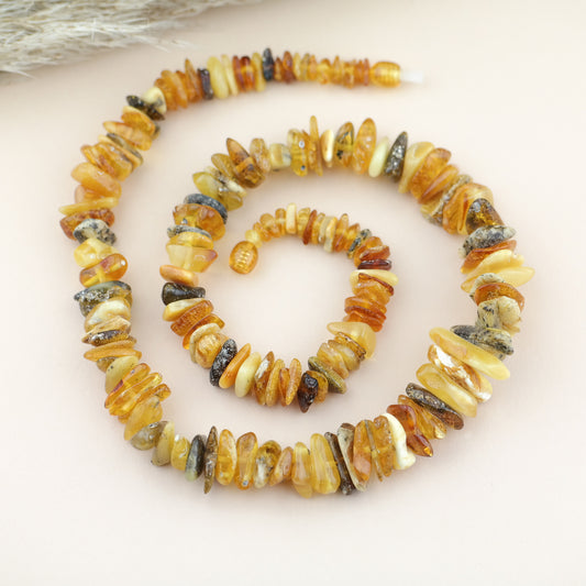 Beautiful amber necklace from chip style beads