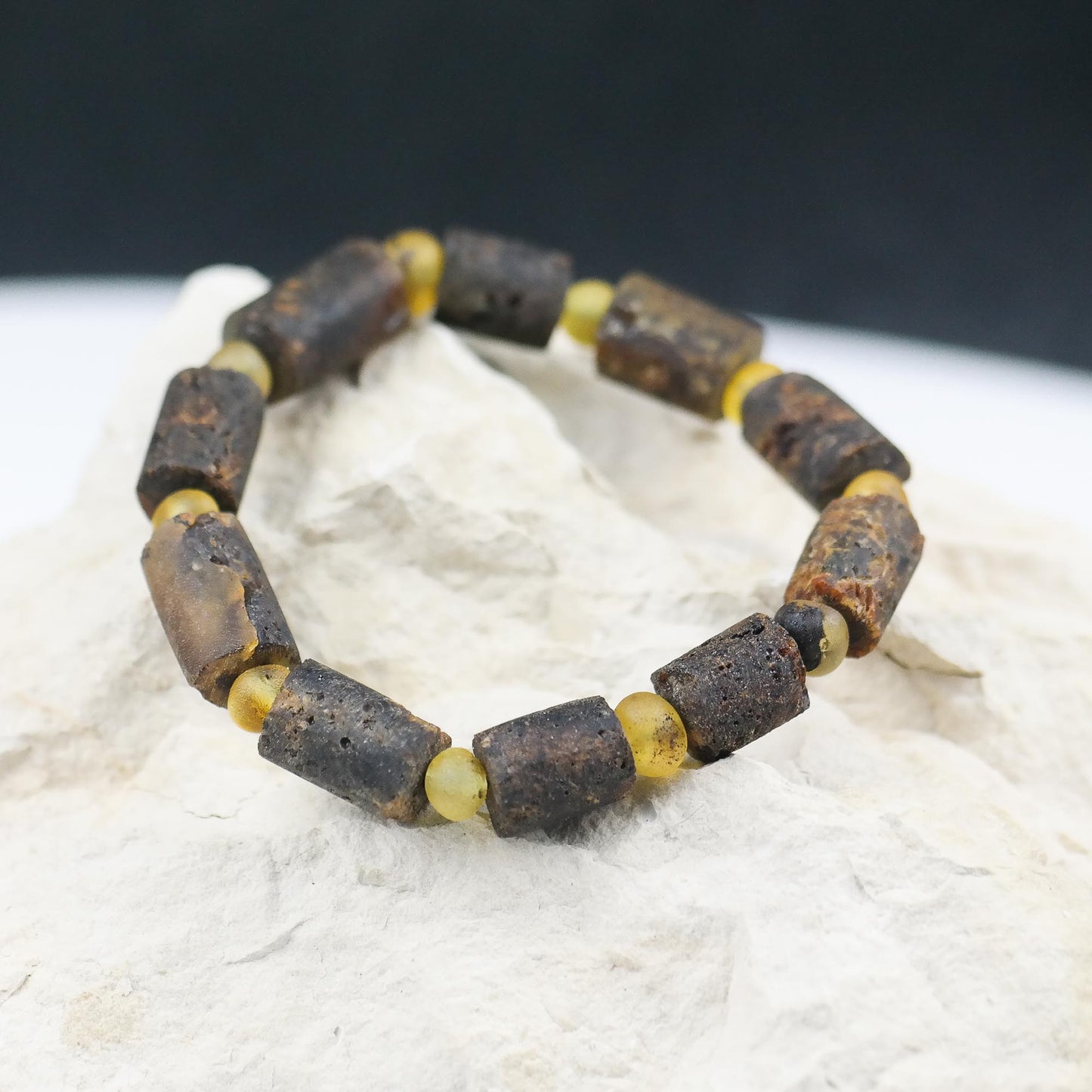 Statement green amber bracelet for men