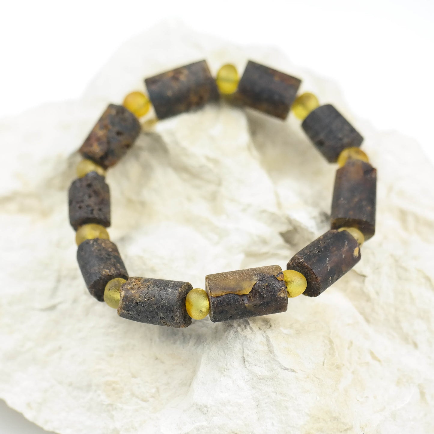 Statement green amber bracelet for men