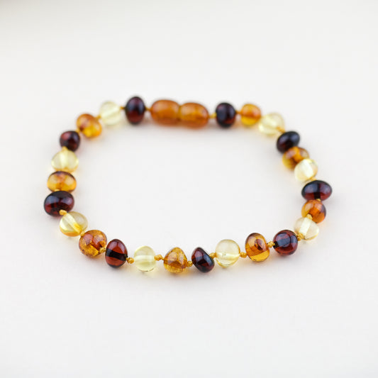 Colourful amber bracelet