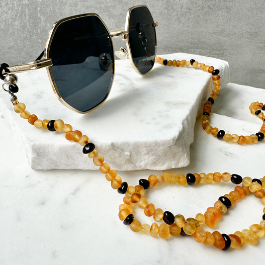 Raw natural Baltic amber sunglasses chain