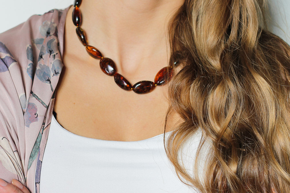 Statement amber necklace from cherry colours bead