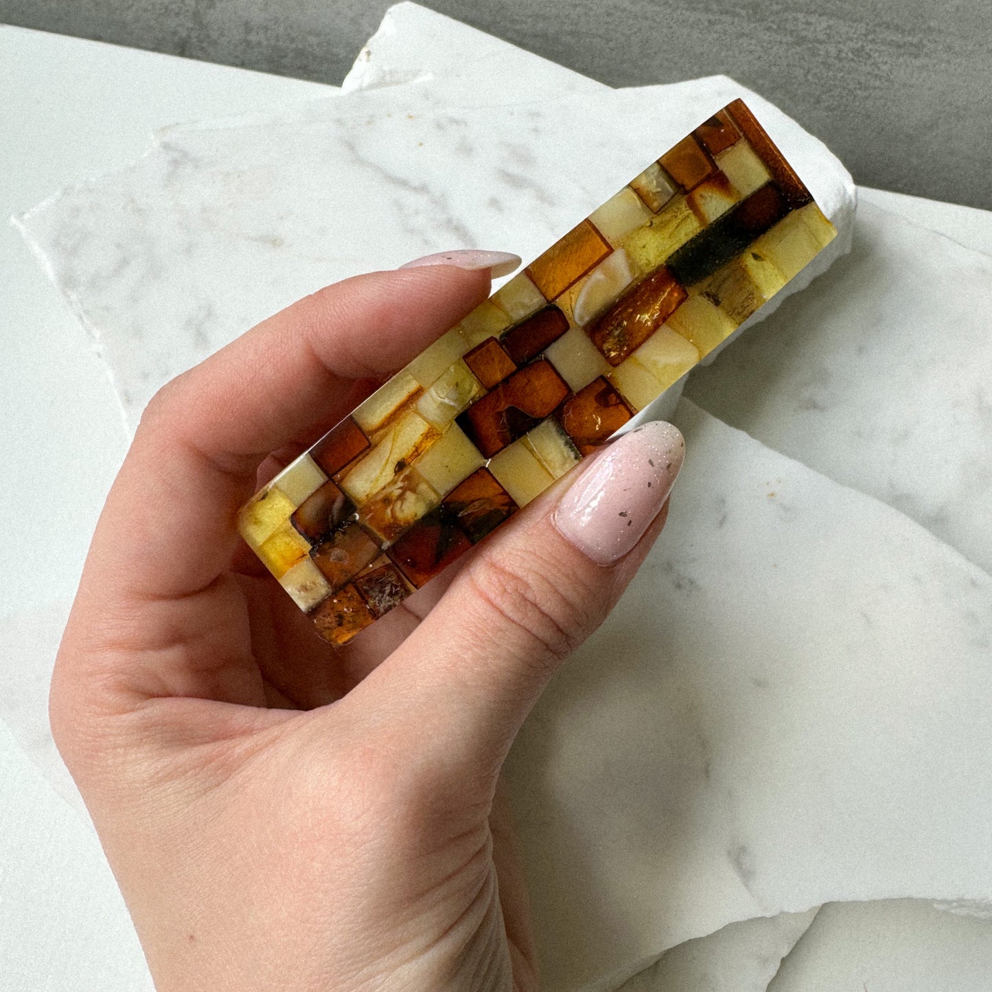 Natural Baltic amber hair clip