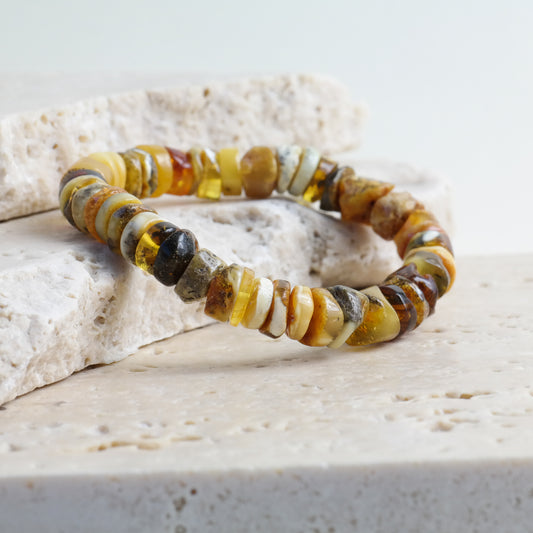 Multicolour natural amber bracelet