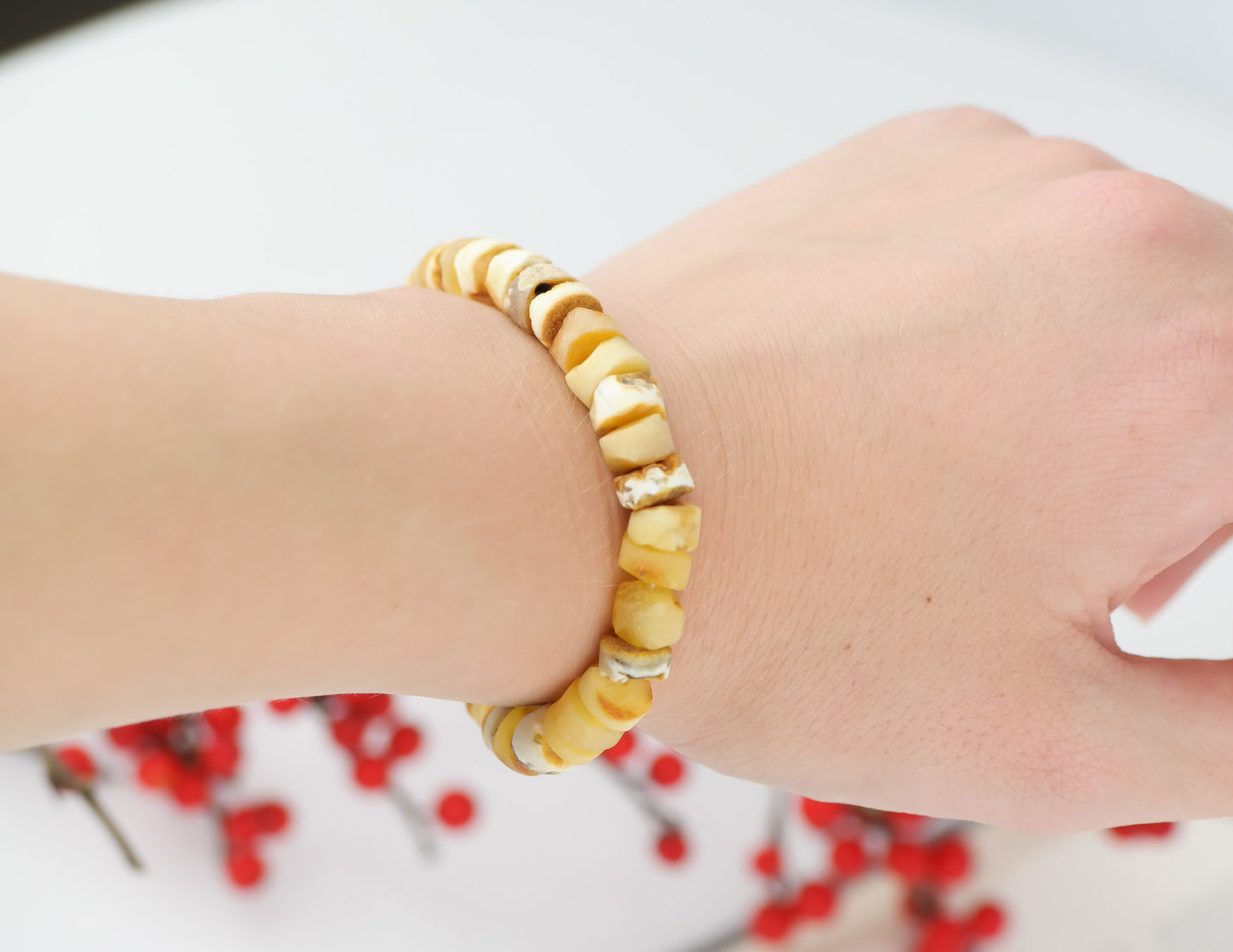 Raw natural amber bracelet