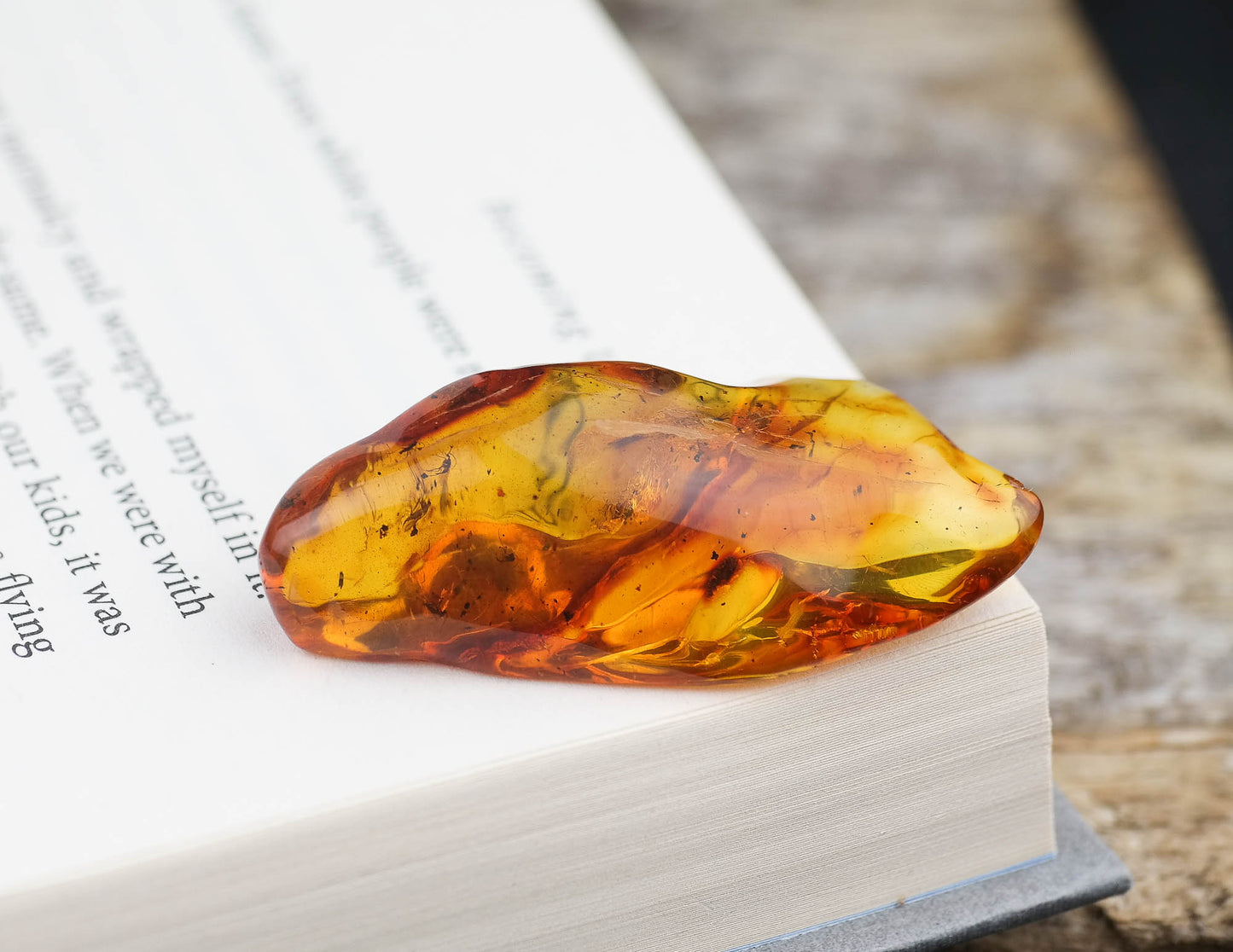 Unique natural Baltic amber stone with few fly inclusions