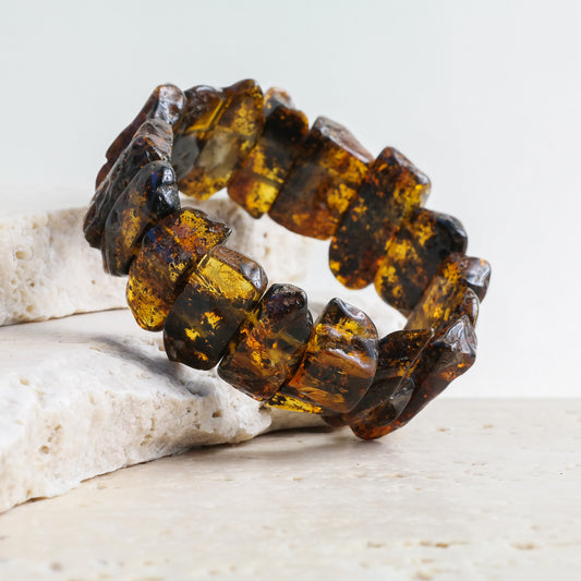 Unique natural green amber bracelet for men and women