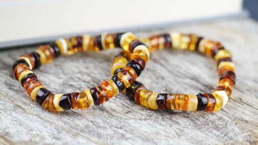 Multicolour natural amber bracelets