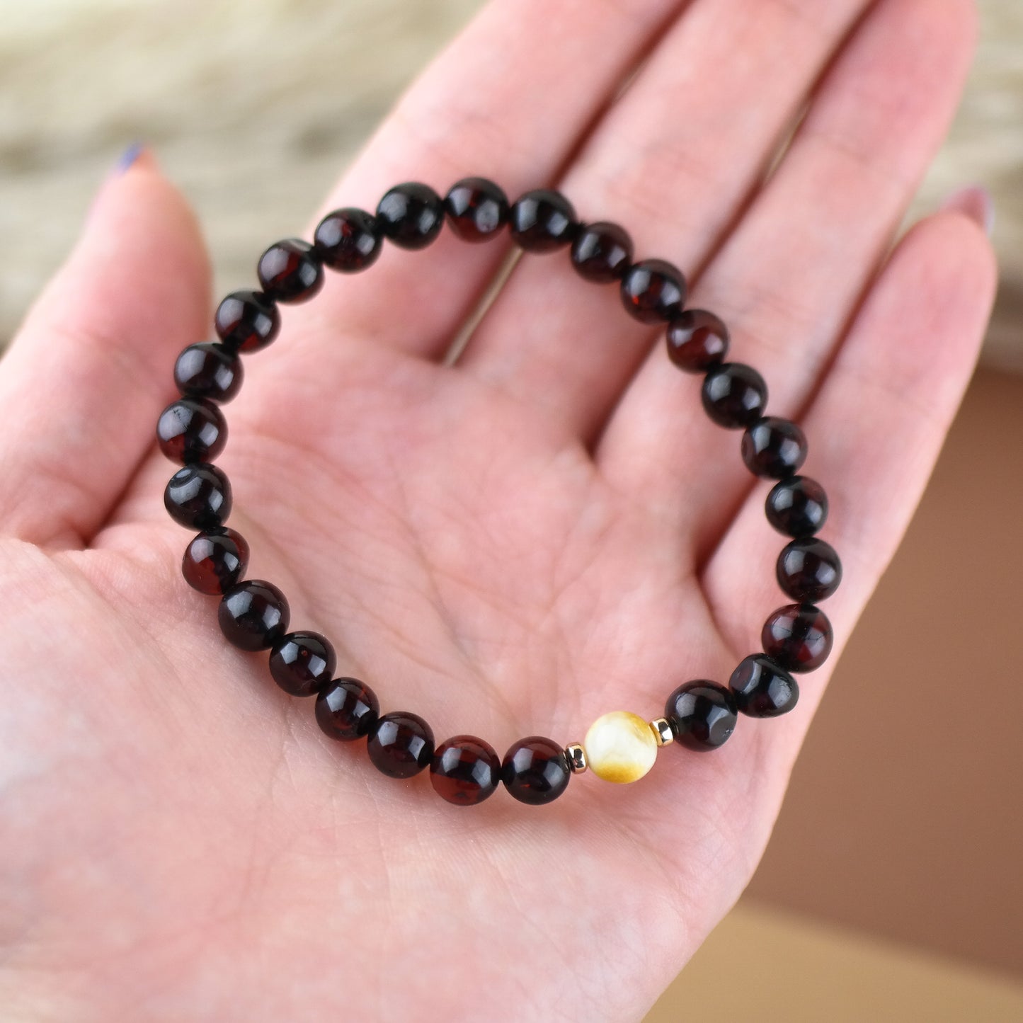 Stylish natural cherry amber bracelet