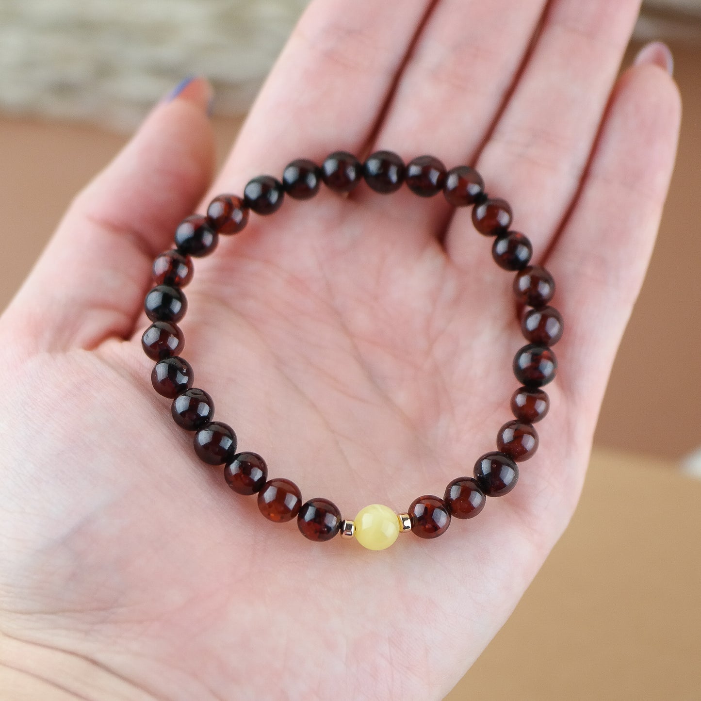 Stylish natural cherry amber bracelet