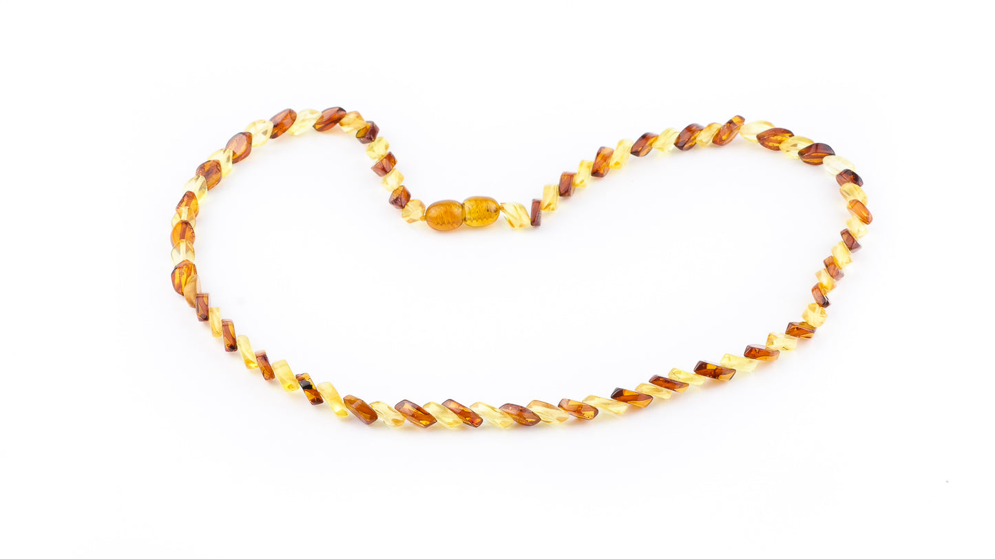 Amber necklace from tear drop shaped beads