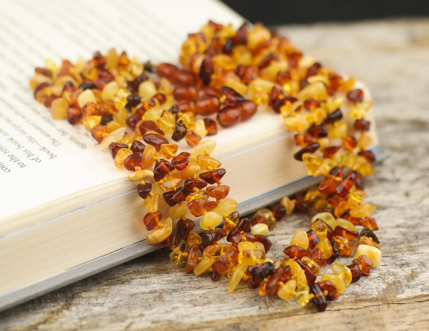 Handmade natural Baltic amber chokers from chip style beads