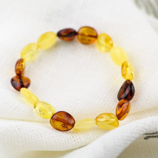 Multicolour amber bead bracelet